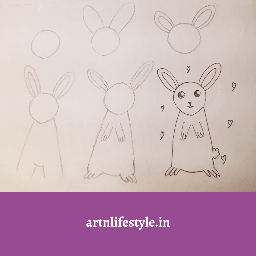 easy bunny drawing tutorial