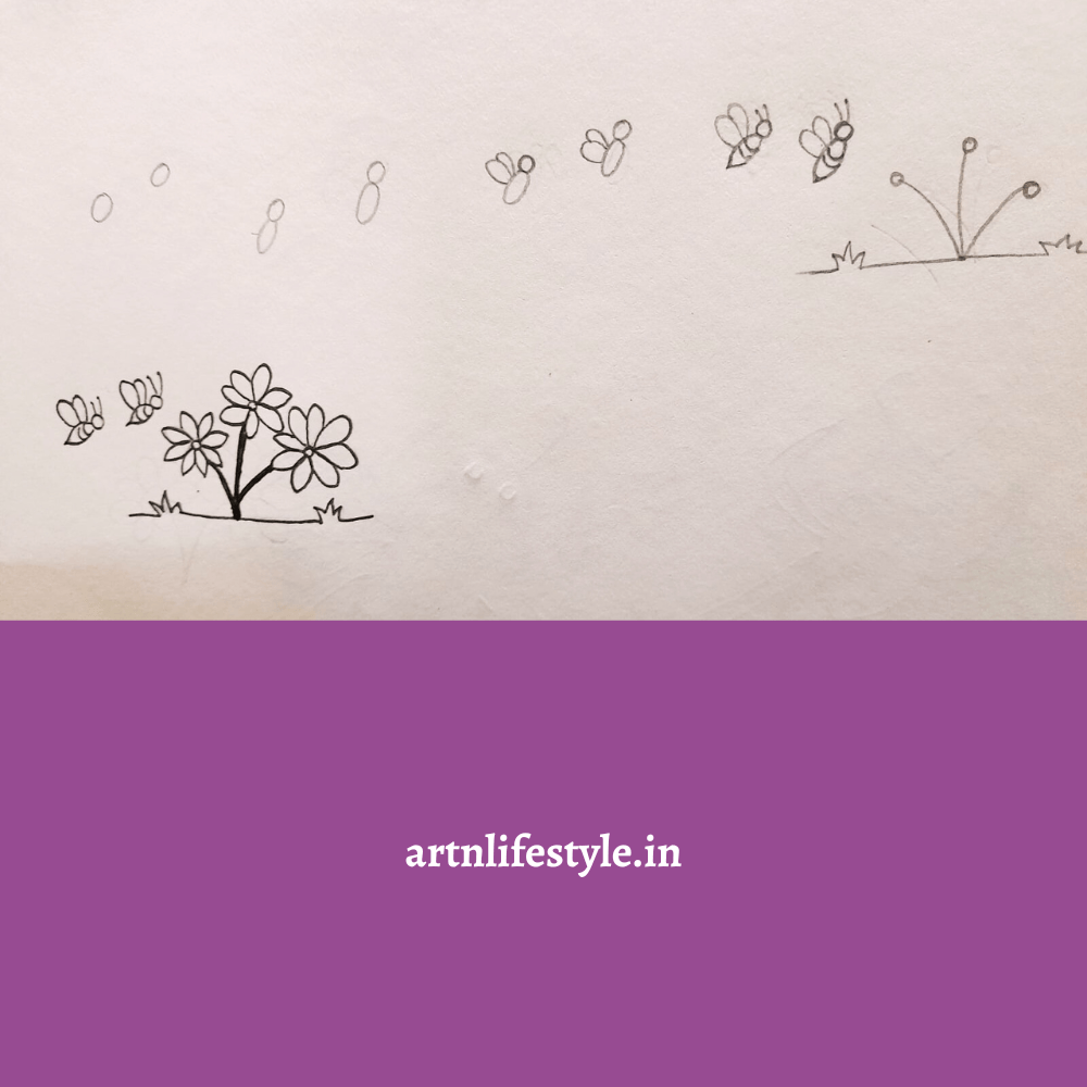 how to draw a honey bee