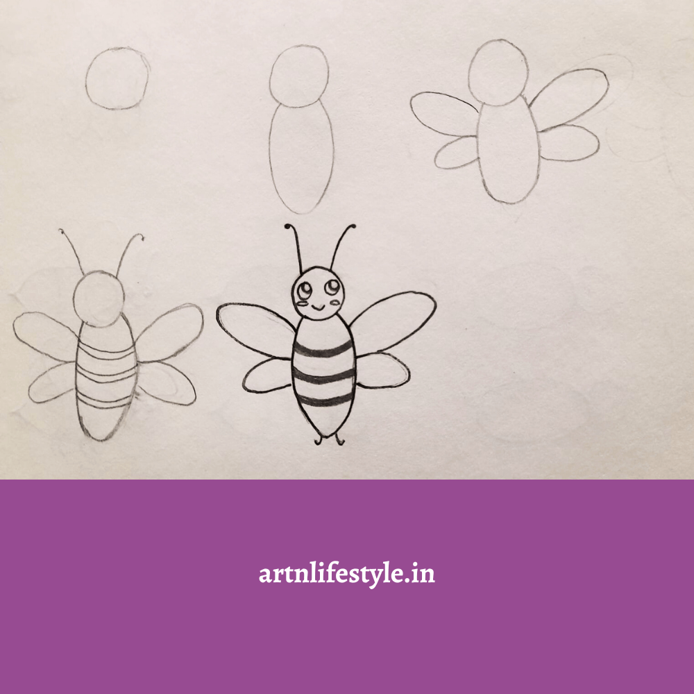 how to draw a honey bee