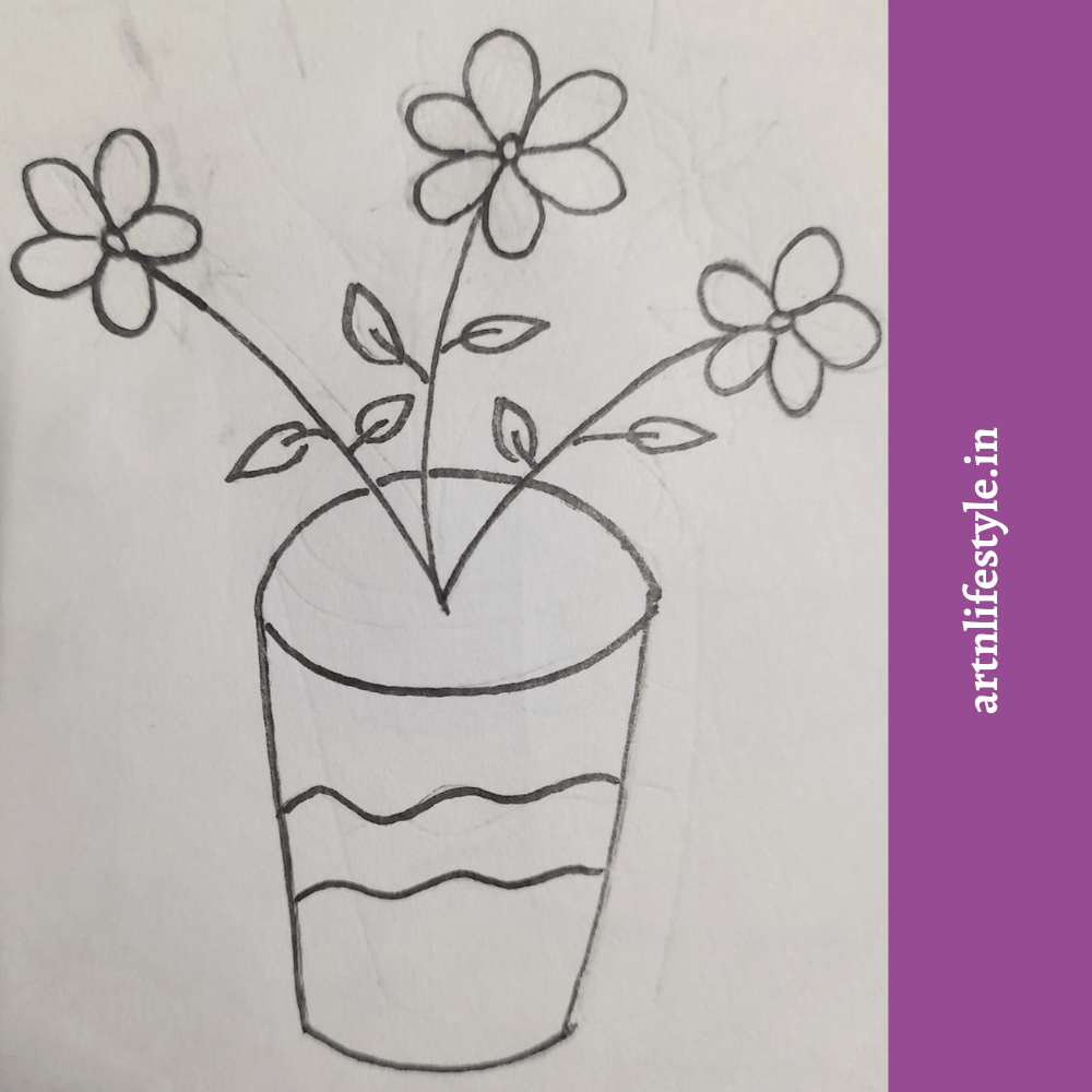 flower pot drawing for kids