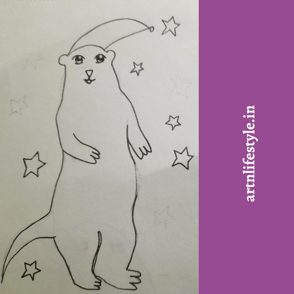 simple otter drawing for kids