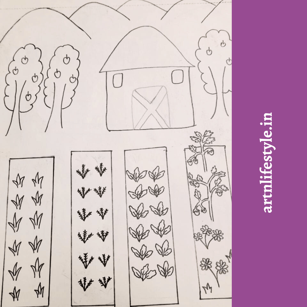 simple farm drawing ideas