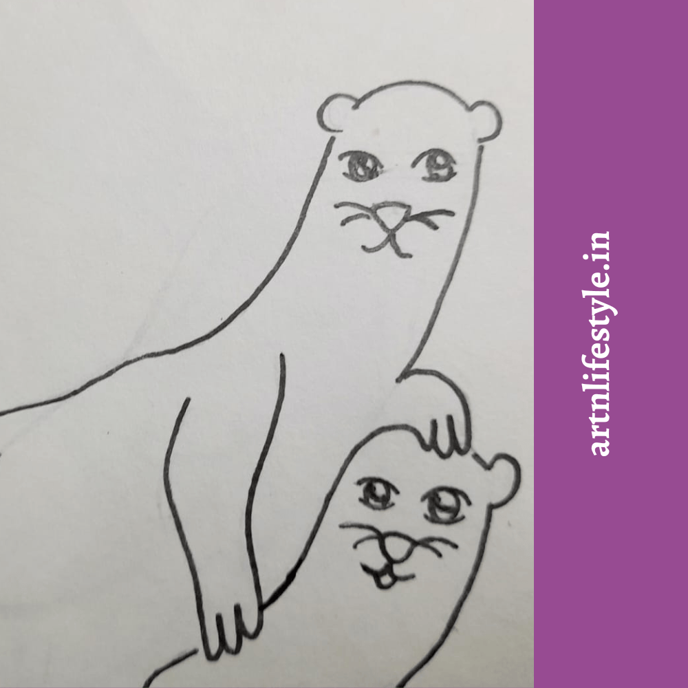 simple otter drawing for kids