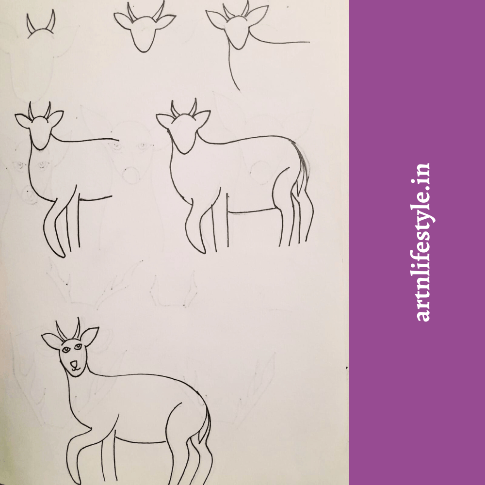how to draw a deer for kids