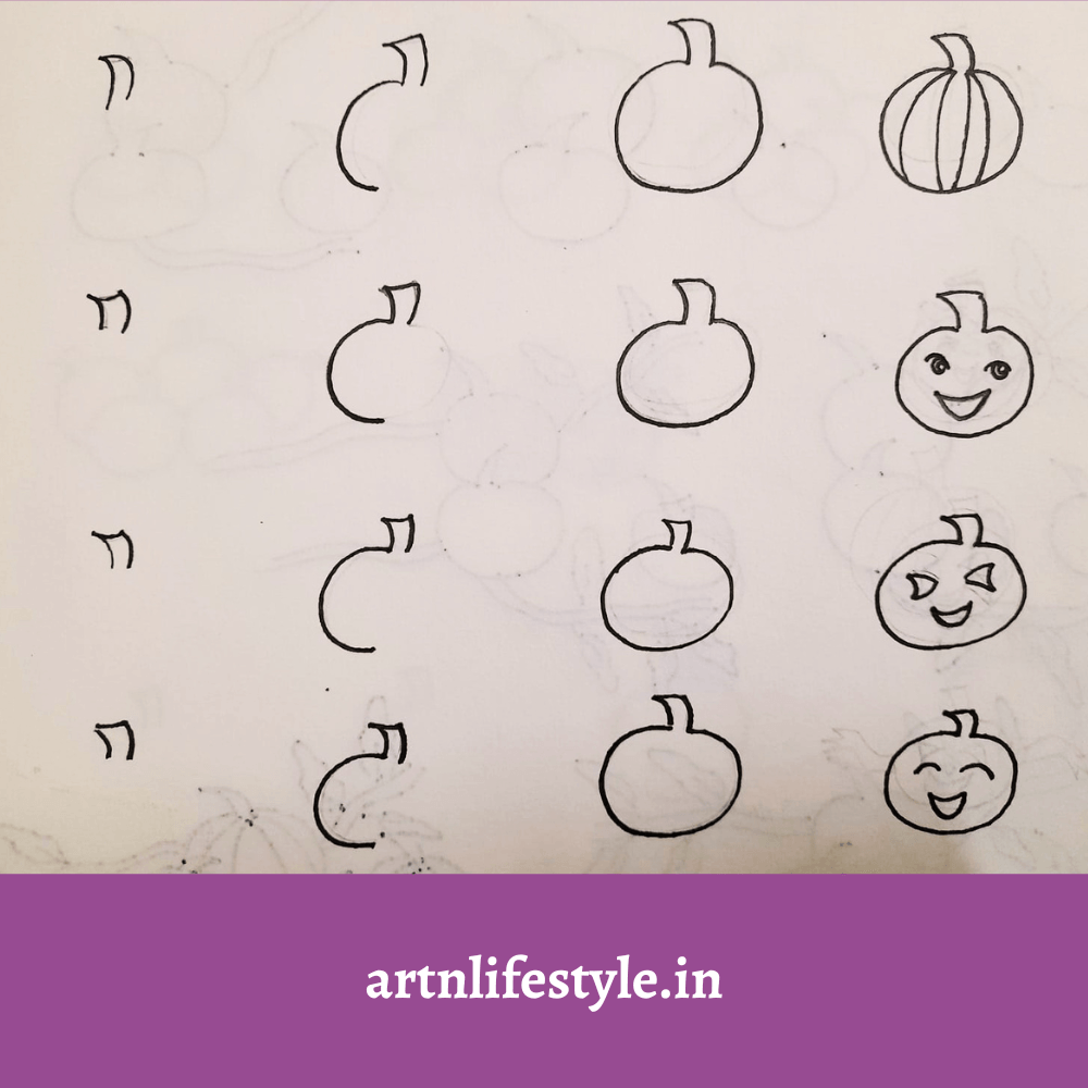step by step pumpkin drawing