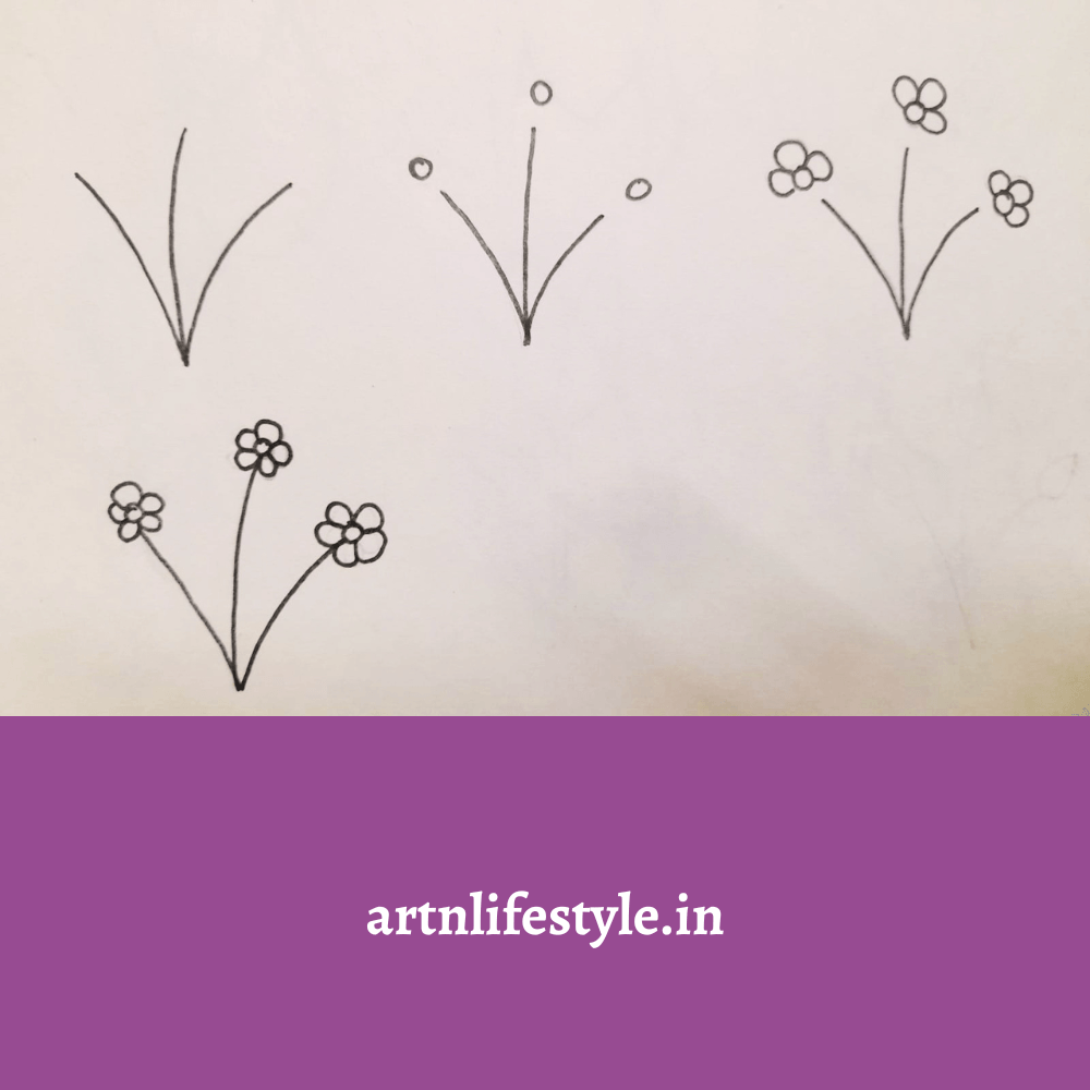 drawing of flowers step by step