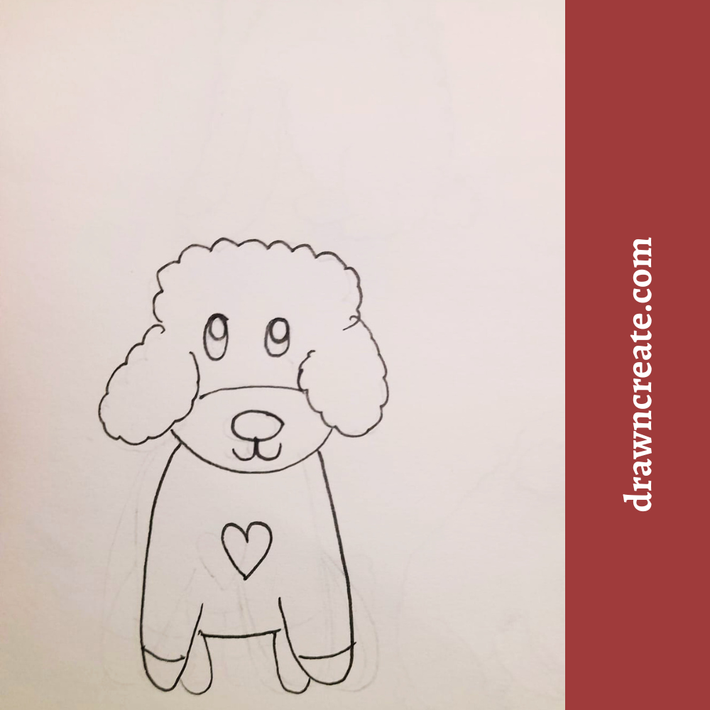 easy poodle drawing for kids